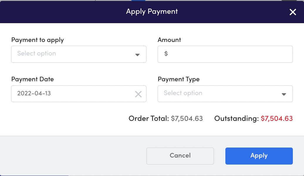 Adding a Payment to an Order