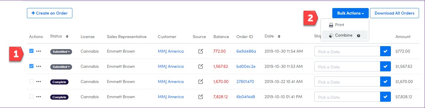 Combining Orders