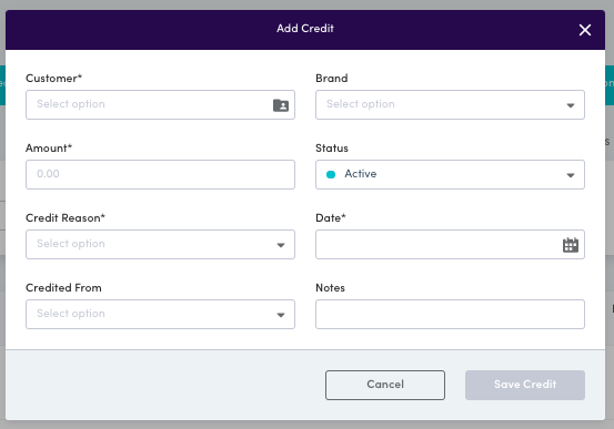 Creating Customer Credits