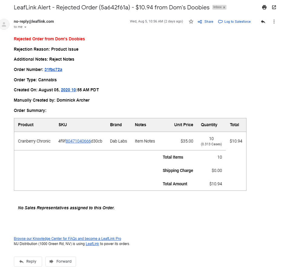 Automated Emails Sent While Processing Orders