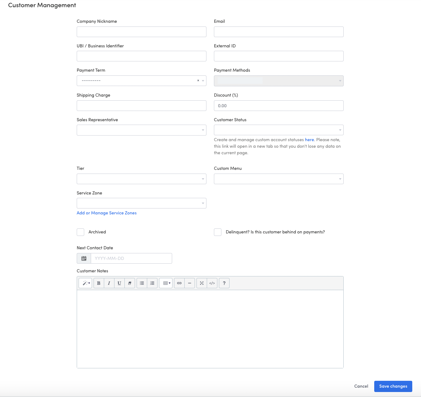 Adding and Editing Customers