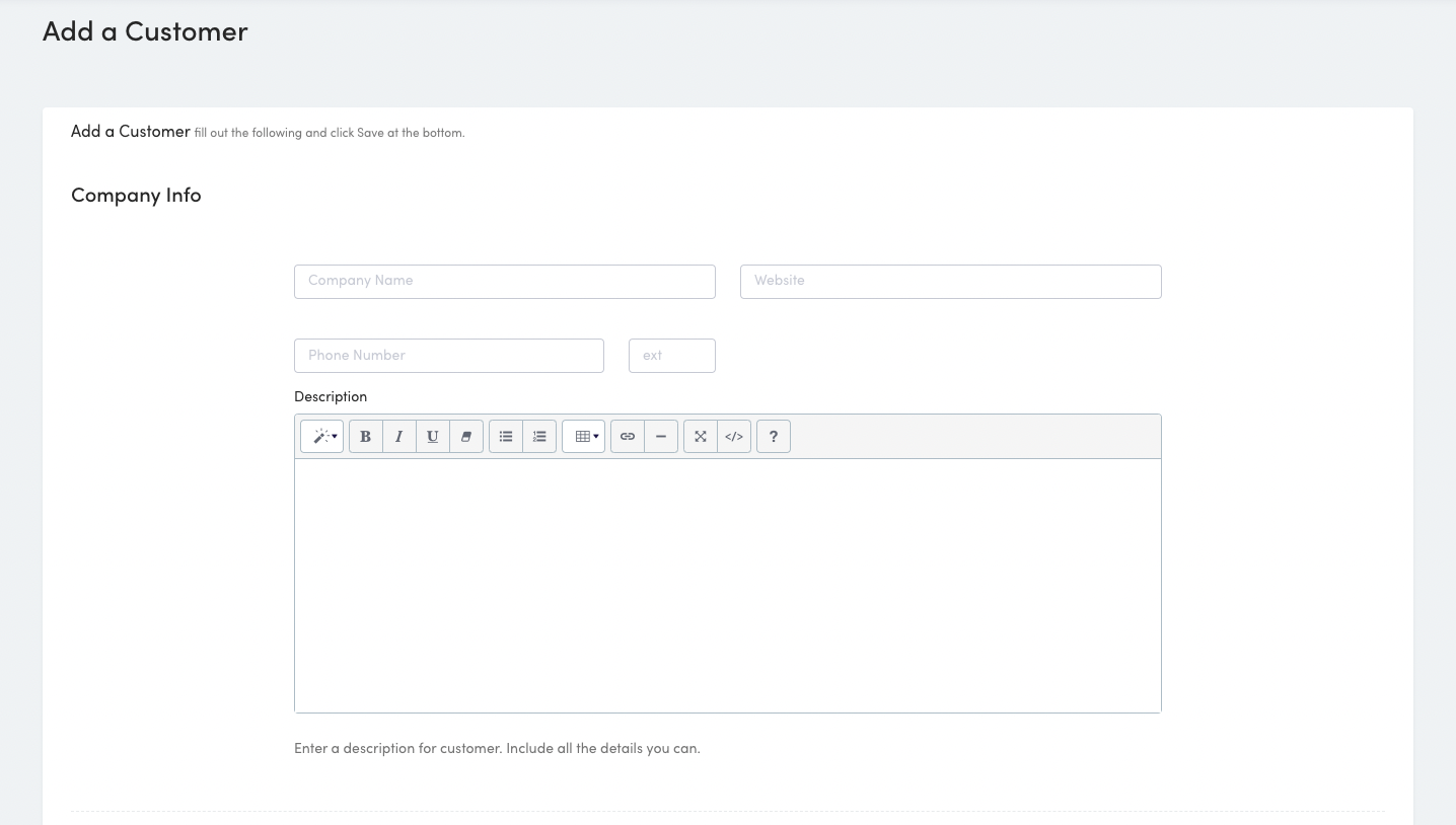 Adding and Editing Customers